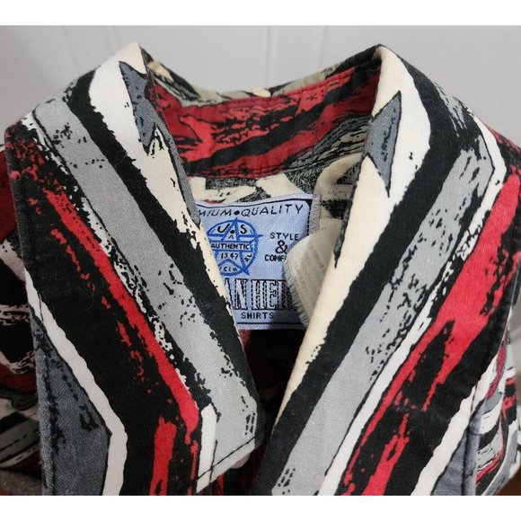 Vintage American Hero Short Sleeve Aztec Southwestern Pearl Snap Shirt Size L - Picture 6 of 12